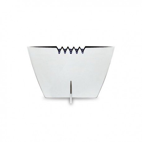 Wazon ZIGGY z stali nierdzewnej, polerowany z niebieskimi zdobieniami