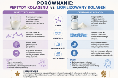 Porównanie: peptydy kolagenu z liofilizowanym kolagenem